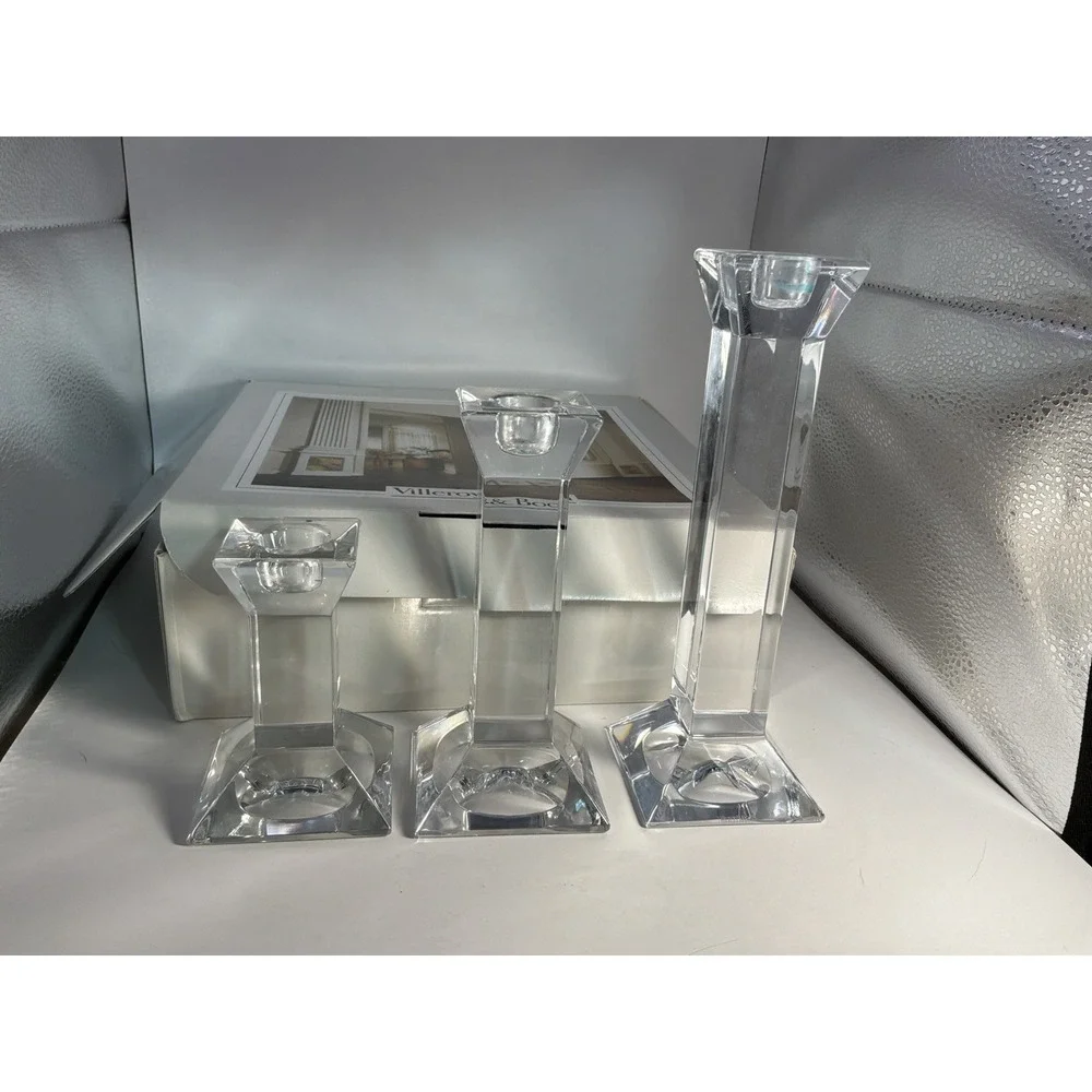 Villeroy & Boch Lead‎ Crystal Candlesticks Made In Germany Set Of 3
